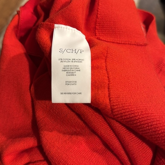 CAbi Cobblestone fiery red button front zipper back cardigan. Small. - Picture 9 of 9